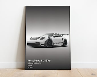 Porsche 911 GT3 RS 992 Digital Print| Blue | Wall Art | Digital