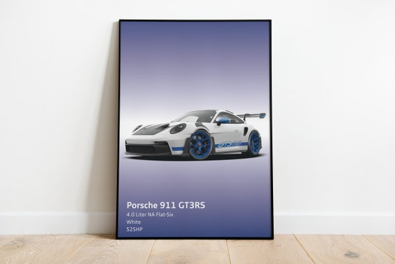 Porsche 911 GT3 RS 992 Digital Print| Blue | Wall Art | Digital