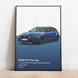 BMW M3 Touring Comp G81 CSL Individual 2024 Modell cs csl gts| Digitaler Download | Posterkunst | LeMans Blue Farbe, Custom für Ihren M3 oder Auto