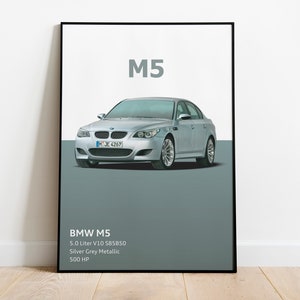 BMW M5 E60 V10 Print | Silver Metallic | BMW Legendary V10 F1 | M5 E60 | Perfect Gift for BMW Enthusiasts