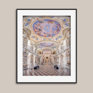 Admont Photo Print | Grand Library Hall | Austria Monastery Architecture | Symmetrical Baroque Poster | Wall Art | Gift Idea | Photography