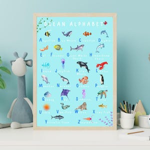 Under the Sea Alphabet Poster | Sea Life A-Z Printable | Ocean Animal Wall Art for Kids | Learning Poster