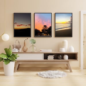 Beach Sunset Wall Art Printable – Ocean Sunset Digital Download, Coastal Landscape Photography, Beach Decor, Instant Download Print