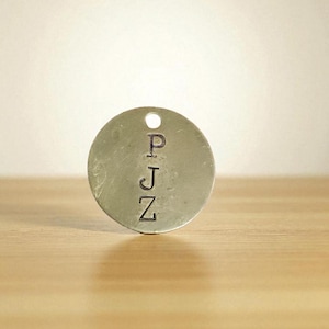 Personalized Hand Stamped Initial Disc Charm – Custom Metal Pendant, Keepsake Necklace, Keychain Gift