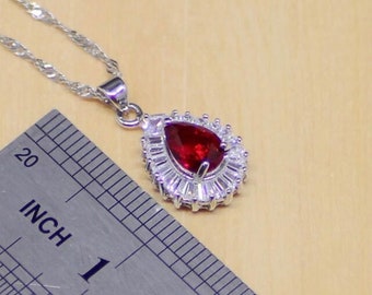 Natural Ruby Zircon pendant with 92.5 Sterling silver, Ruby pendant, Zircon Ruby Pendant