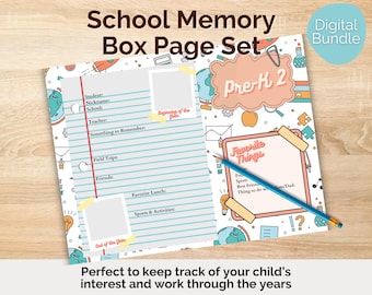 DIY School Memory Box Pages: Keepsake Printable (Digital Download)
