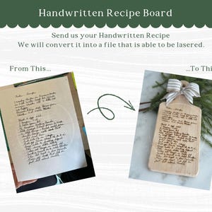 Handwritten Recipe Board Kitchen Display Family Recipe Gift Idea Custom Engraving Wooden Board Personalized Keepsake Mother's Day Gift Mom image 2