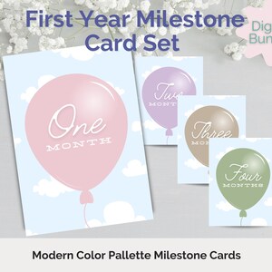 Jeu de cartes numériques mensuelles Milestone II pour bébé fille - 17 x 20 cm