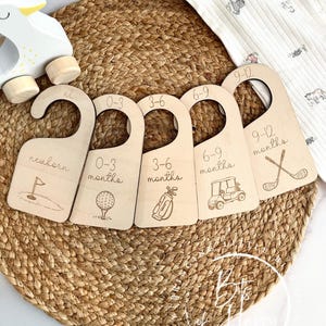Wooden Golf Baby Closet Dividers | Laser Engraved Maple Nursery Organizer | Golf Nursery Decor | Baby Shower Gift for Golf Dad image 1