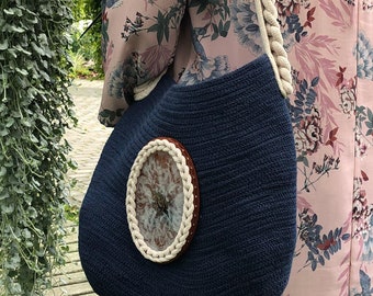 Catton rope bag with epoxy resin, Shoulder bag