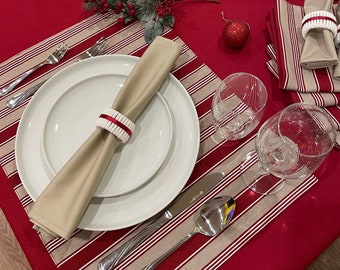 Tablecloth set, Rectangle tablecloth, Table Runner, Table  Placemats, Napkins ,Napkins rings, Table decoration, Set for 6