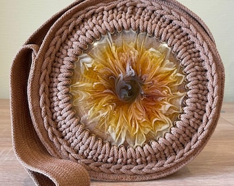 Shoulder bag, Catton rope bag with epoxy resin, Unique bag, Bag for everyday use, One of kind