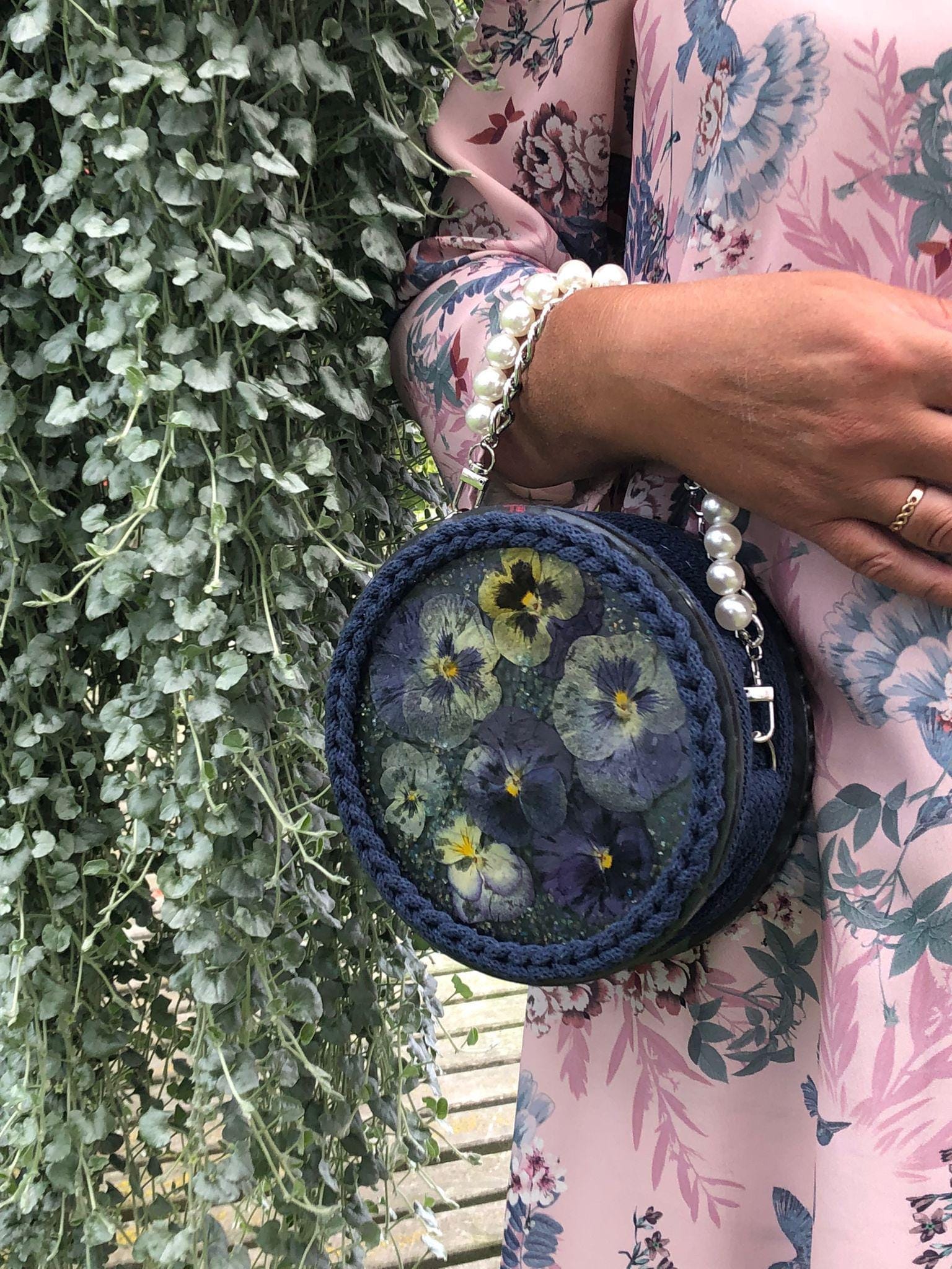 Catton rope bag with epoxy resin, Handbag
