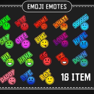 Emoji Stylised 18x Twitch Emotes | Discord | YouTube | Streaming | Funny Emoji Emotes | Cute Kawaii Emoji Emote Pack | Instant Download