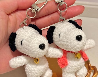 Handmade Crochet Snoopy Keychain, Yarn Accessory