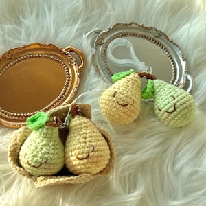 Chaveiro de crochê de frutas, chaveiro de pera, chaveiros adoráveis, presente fofo, presente para ela, acessórios, presente de aniversário