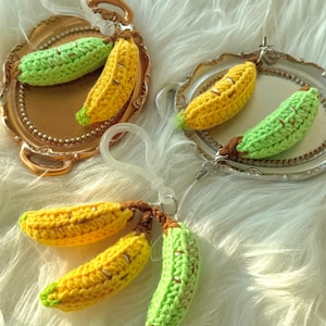 Obst häkeln Schlüsselanhänger, Bananen-Schlüsselanhänger, entzückende Schlüsselanhänger, niedliches Geschenk, Geschenk für sie, Accessoires, Geburtstagsgeschenk