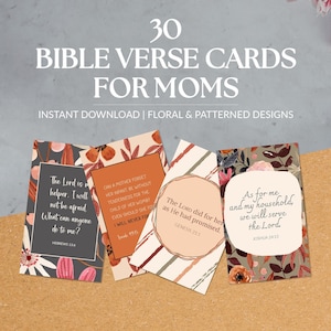 Daily Bible Verse Cards for Moms, Printable Scripture Affirmation Cards, Instant Download Printout, Bible Journaling, Christian Mother Gifts