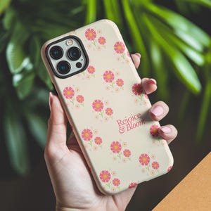 Christian Phone Case, Bible Verse Phone Cover, Faith Pink Floral Girl Phone Case for iPhone 16 15 14 13 12 11 X XR XS 8 Plus Pro Max Mini