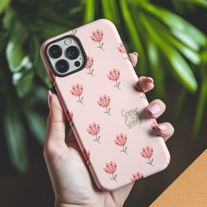 Christian Phone Case, Bible Verse Phone Cover, Faith Based Pink Floral Phone Case for iPhone 16 15 14 13 12 11 X XR XS 8 Plus Pro Max Mini