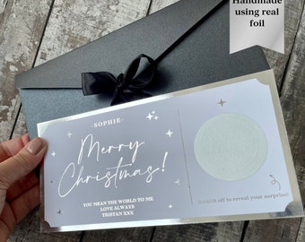 Surprise Christmas Gift, Silver Foil Christmas Ticket, Surprise Christmas Scratch Card, Personalised Gift Voucher, Surprise Gift