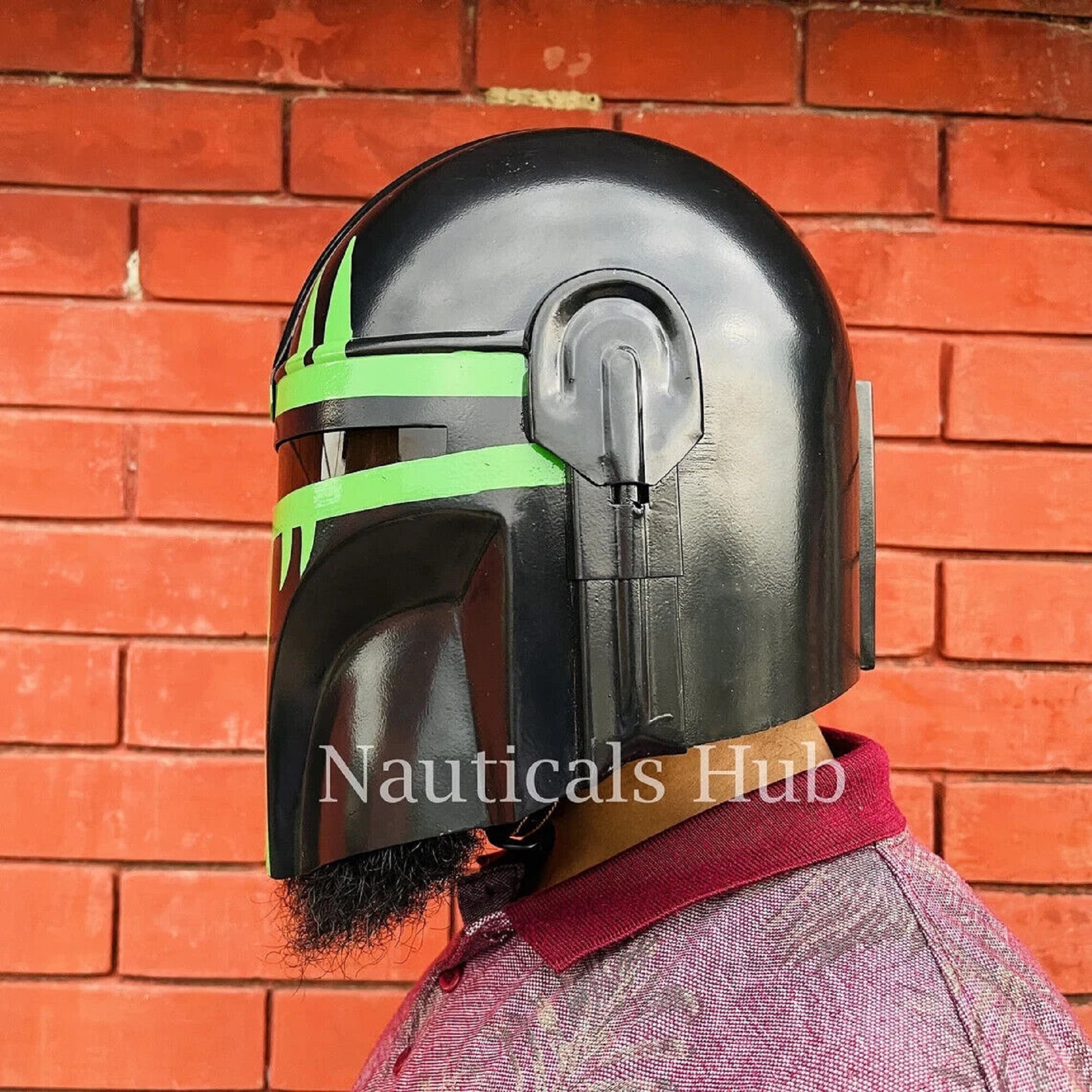 The Mandalorian Steel Helmet With Liner and Chin Strap Star Etsy