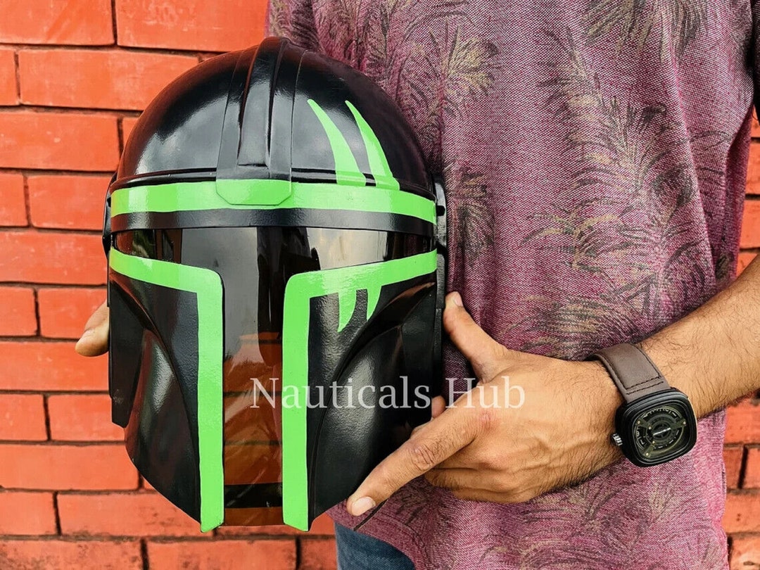 The Mandalorian Steel Helmet With Liner and Chin Strap Star Etsy