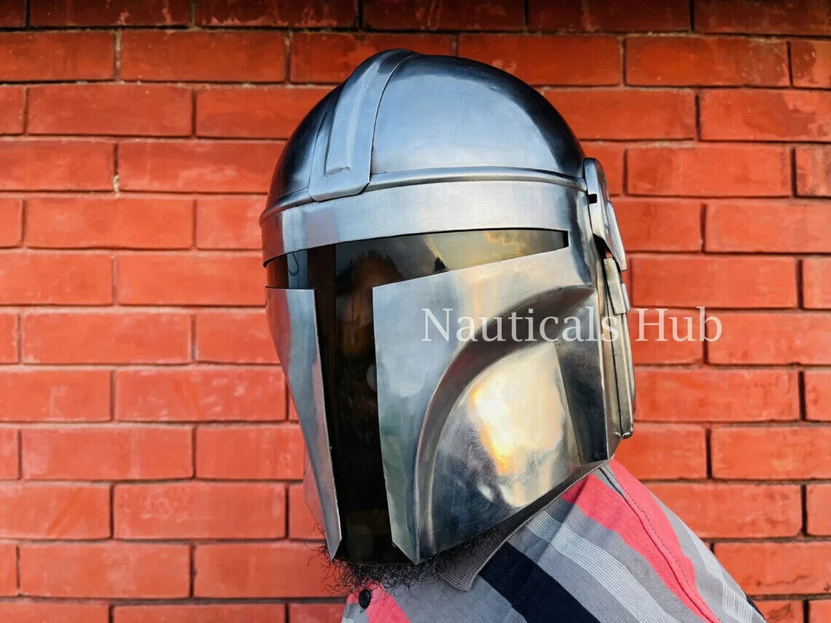 The Mandalorian Steel Helmet With Liner and Chin Strap Star Etsy