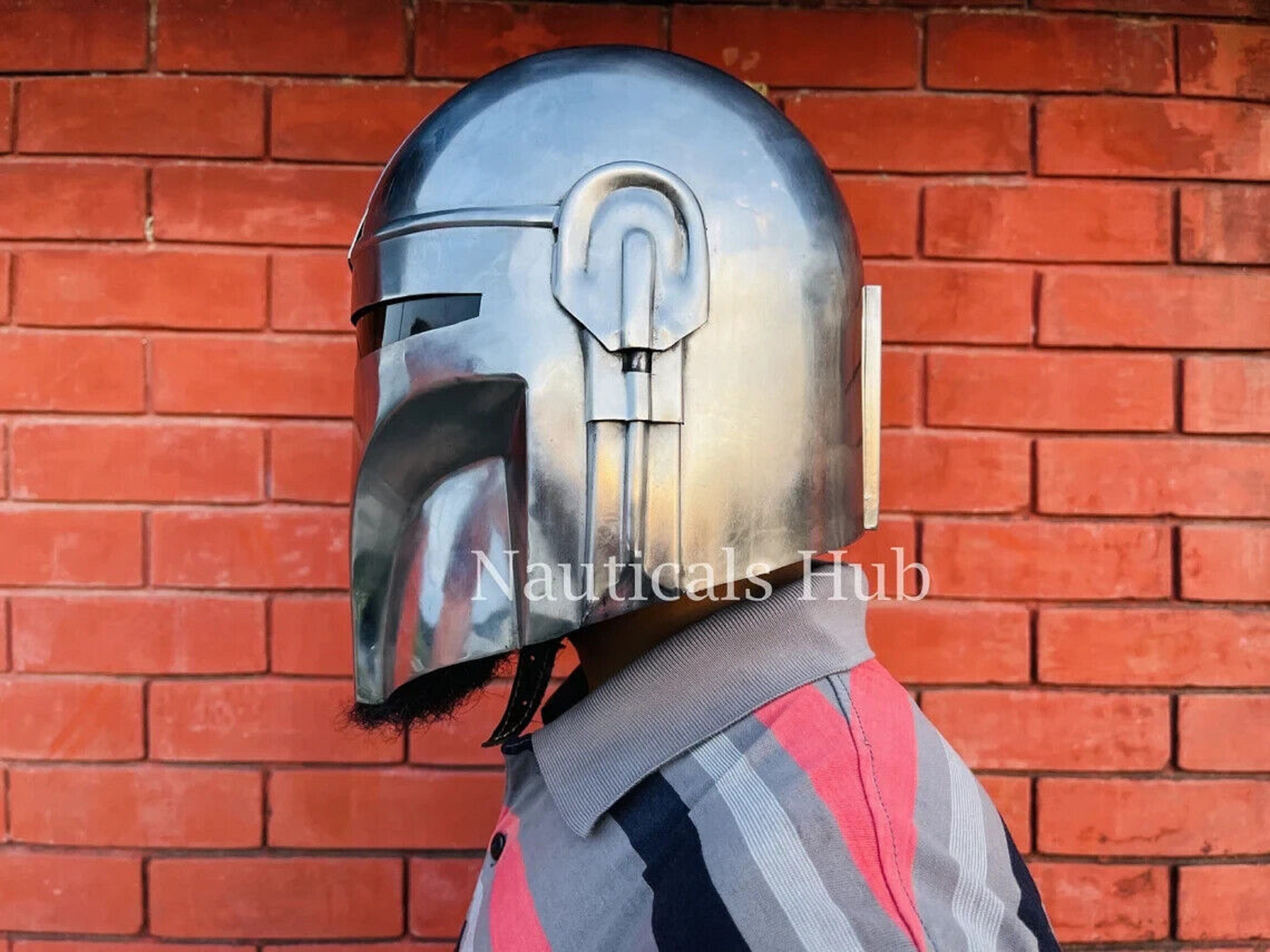 The Mandalorian Steel Helmet With Liner and Chin Strap Star Etsy