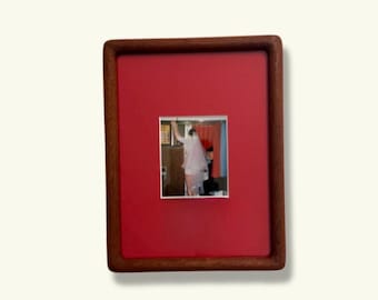 Handmade Rounded Walnut Picture Frame with Colour Mount | A4, 6x8 & Photo Booth Frame | Table and Wall Mountable | Lonar Decor