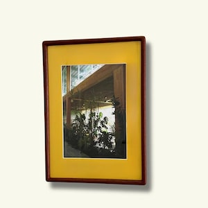 A3 Walnut Picture Frame with A4 Colour Mount | Large Solid Wood Photo Frame | Retro Mid Century Wall Frame | A4 Art Print Frame