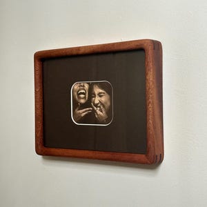 Handmade Solid Walnut Photo Frame with Rounded Corner Mount | Retro Colour Mount Frame | Wall hanging and Desk Mountable | Space Age Design image 2