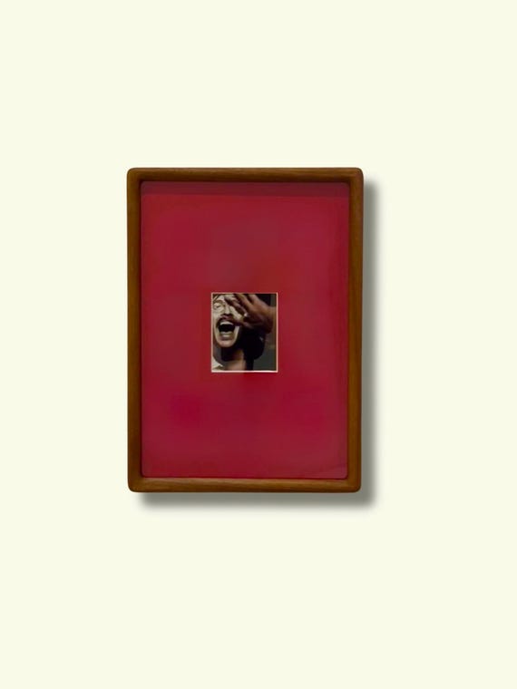 A4 Walnut Picture Frame with Rounded Corner Mount | Retro Colour Mount Frame | Wall and Table Mountable | Midcentury Modern Style