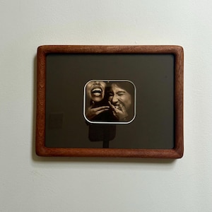 Handmade Solid Walnut Photo Frame with Rounded Corner Mount | Retro Colour Mount Frame | Wall hanging and Desk Mountable | Space Age Design Retro Brown