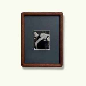 Small Handmade 6x8 Solid Walnut Photo Frame with Colour Mount | Rectangular, Rounded or Zigzag Mount | Desk and Wall Mountable | Lonar Decor