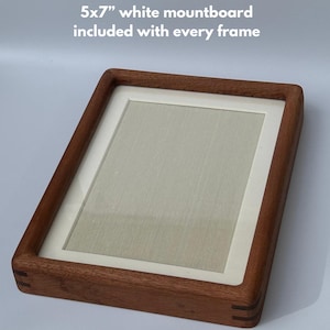 Handmade Solid Walnut Photo Frame with Rounded Corner Mount | Retro Colour Mount Frame | Wall hanging and Desk Mountable | Space Age Design image 8