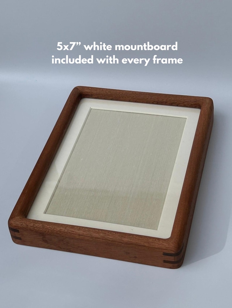 Handmade Solid Walnut Photo Frame with Rounded Corner Mount | Retro Colour Mount Frame | Wall hanging and Desk Mountable | Space Age Design image 8