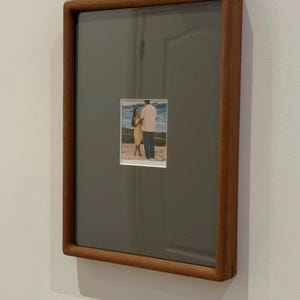 A4 Walnut Picture Frame with Rounded Corner Mount | Retro Coloured Mount | Wall and Table Mountable | Midcentury Modern Style image 12