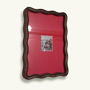 Handgemachter solider gewellter Holzrahmen | Mid Century Moderner Stil | Ausgebackenes Passepartout | Wand und Tisch Montierbar | | Einweihungsparty Geschenke