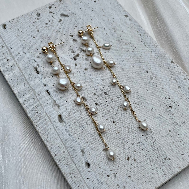 Drop Pearl Wedding Earrings Etsy