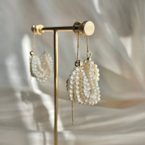 Baby pearl earrings, Freshwater pearl earrings, Adjustable earrings, S925 threader earrings, Wedding earrings, Bridal earrings, Gift for her
