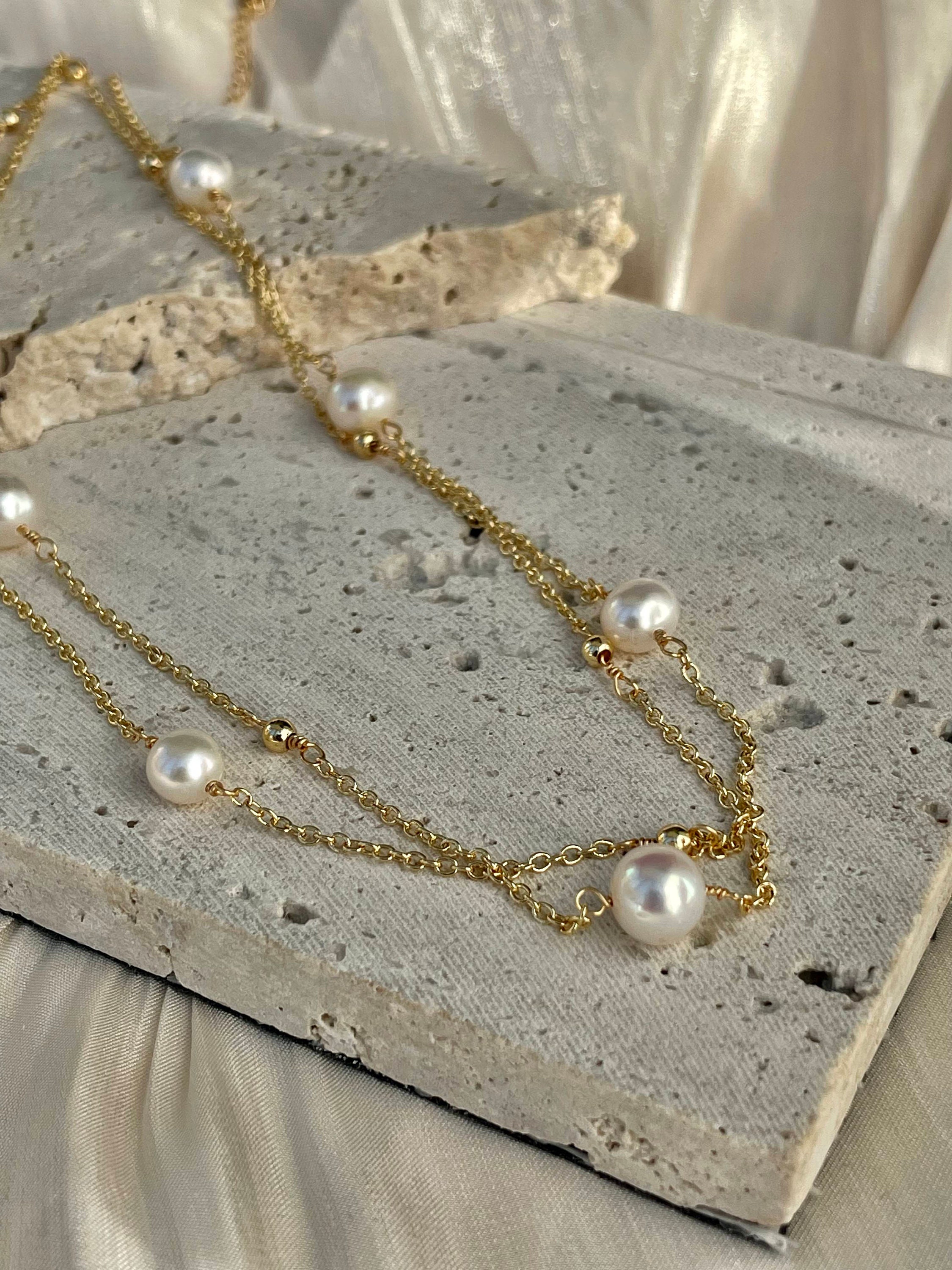 Stacked pearl necklace sale