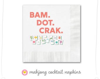 Mahjong Tile Cocktail Napkins: Game Night Party Decor, Set of 50