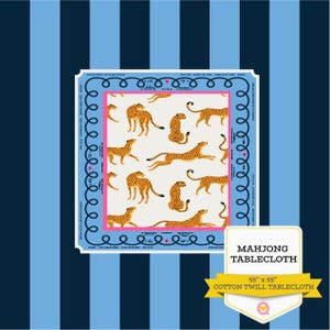 Navy Blue and Light Blue Stripe Mahjong Tablecloth – Play Mat for Tile Games | Stylish Game Night Decor | Gift for Mahjong Lovers
