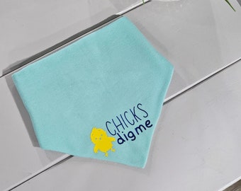 Blue "Chicks Dig Me" Easter Pet Bandana