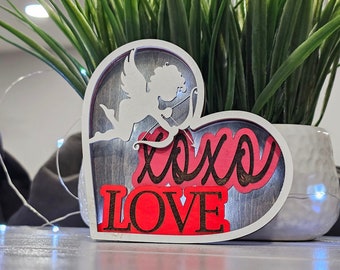 Valentine's Day LED Light-Up Cupid Love Sign - Romantic Decor - XOXO - VDay Decoration - Valentine Gift - Cutesy Table Decor - Battery Op