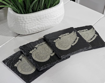 Detroit Red Wings Slate Coasters - Set of 4 (4x4 Size)