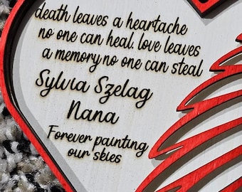 Memoir Ornament, In Memory Of, Personalized, Layered, 3D, Personal Quote & Name, Heart Wings, Christmas Tree, Gift for Loved Ones, Customize