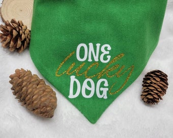 Saint Patrick's Day Pet Bandana-One Lucky Dog-Gift for Dog-Snap On-Pot of Gold-Scarf-Neckwear-Patty's Day-Pet Lover-Gift Mom- Dad Gift