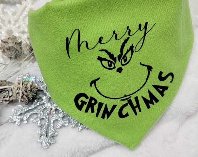 Featured listing image: Grinchmas Pet Bandana: Reversible Christmas Dog/Cat Bandana